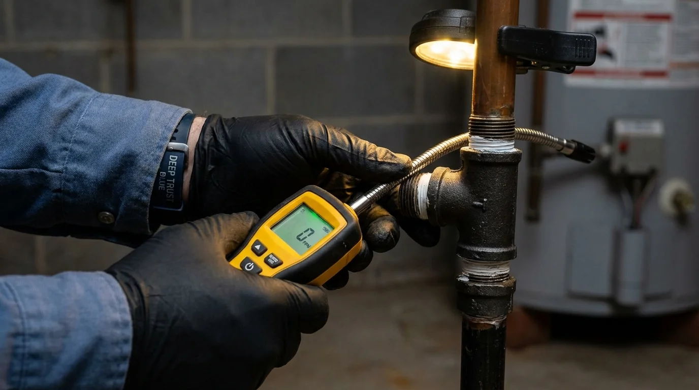 Gas leak detection with electronic sniffer by Johns Plumbing LLC in Brazil